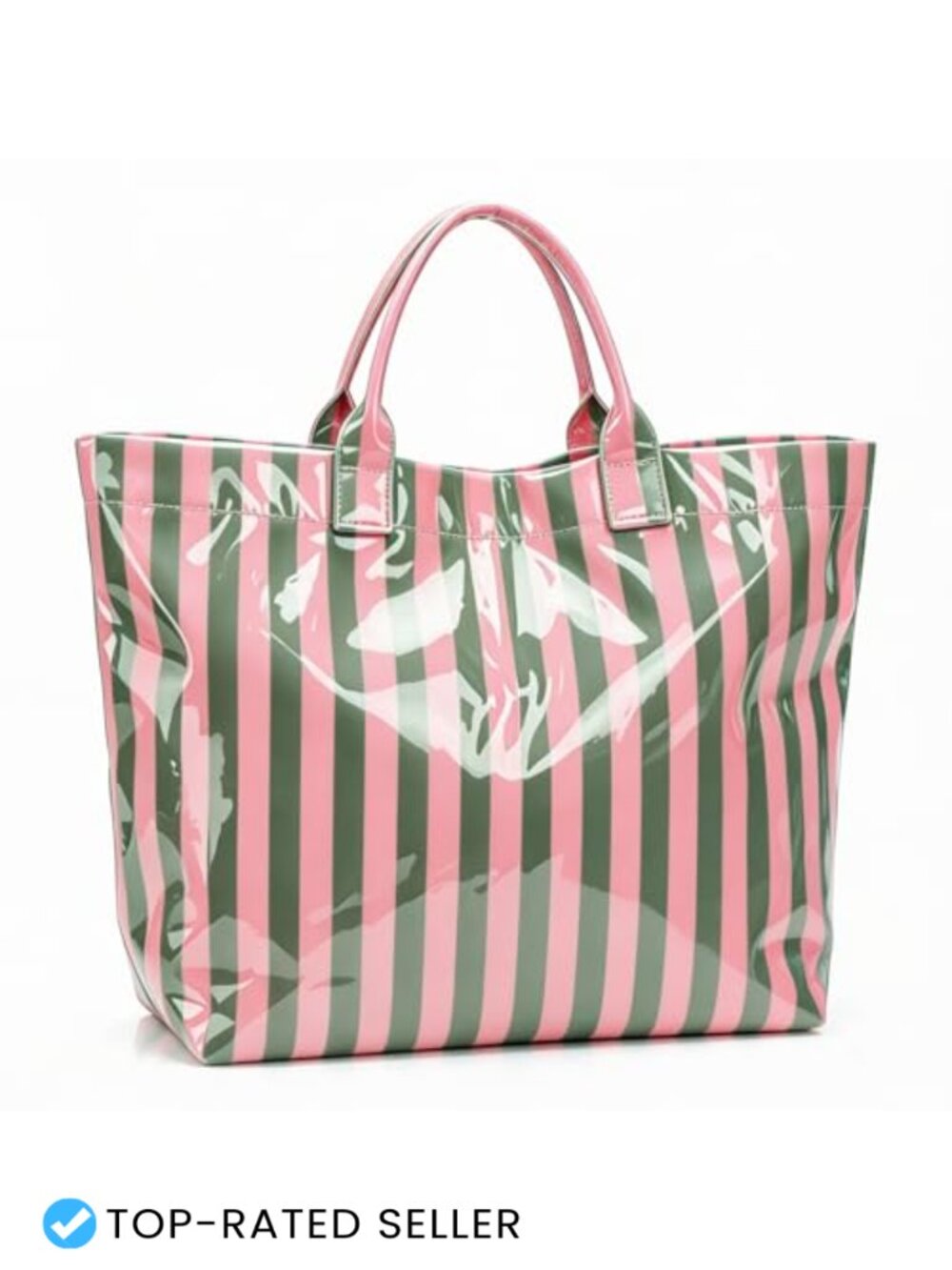 PVC Striped Waterproof Large Tote Bag Women Travel Beach Handbag Machine